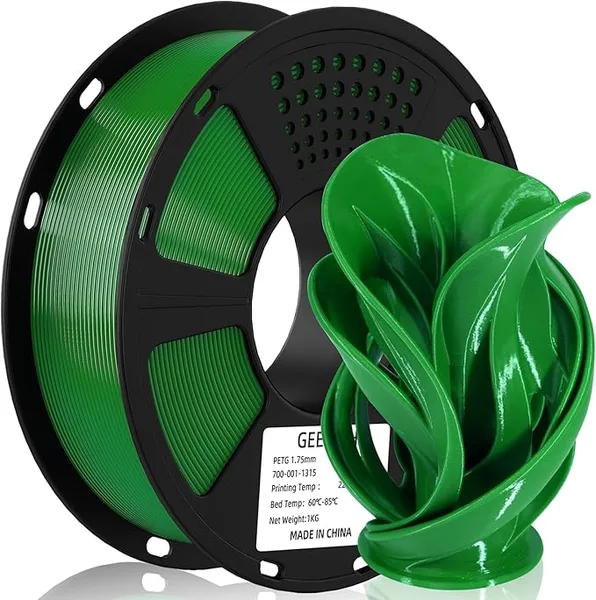 Geeetech Geeetech PETG Filament Green, 1 KG (2.2lbs) Spool 3D Printer Filament, High-Toughness, ± Accuracy, Neatly Wound & Moistureproof, Non-Clogging Non-Stringing, Fits Most FDM Printers