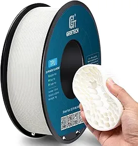Geeetech Geeetech TPU Filament, Shore 95A – Flexible 3D Printer Filament with High Elasticity, 1KG (2.2lbs) Spool, Dimensional Accuracy ±, Fits Most FDM Printers (White)