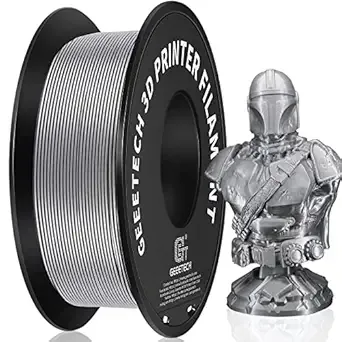 Geeetech Geeetech Silver Filament, PLA Filament 1kg Spool (2.2lbs), Dimensional Accuracy +/-, 3D Printing Filament Fit Most FDM Printer, New Silver