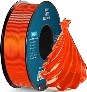 Geeetech Geeetech TPU Filament, Shore 95A – Flexible 3D Printer Filament with High Elasticity, 1KG (2.2lbs) Spool, Dimensional Accuracy ±, Fits Most FDM Printersl, Clear Orange