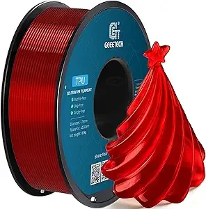 Geeetech Geeetech TPU Filament, 1KG (2.2lbs) Spool – 95A Flexible 3D Printer Filament with High Elasticity, Dimensional Accuracy ±, Fits Most FDM Printers, Clear Red