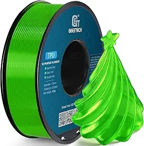 Geeetech Geeetech TPU Filament, 95A Flexible 3D Printer Filament with High Elasticity, 1KG (2.2lbs) Spool, Dimensional Accuracy ±, Fits Most FDM Printers (Clear Green)