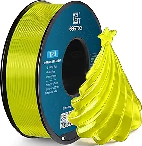 Geeetech Geeetech TPU Filament, Shore 95A Flexible 3D Printer Filament with High Elasticity, 1KG (2.2lbs) Spool, Dimensional Accuracy ±, Fits Most FDM Printers (Cleal Yellow)
