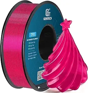 Geeetech Geeetech TPU Filament, Shore 95A – Flexible 3D Printer Filament with High Elasticity, 1KG (2.2lbs) Spool, Dimensional Accuracy ±, Fits Most FDM Printers (Clear Pink)