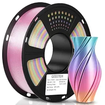 Geeetech Geeetech Silk Rainbow PLA Filament, 3D Printer Multicolor Filament, Color Changing Filament 1kg (2.2lbs) 1 Spool, Dimensional Accuracy +/-