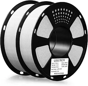 Geeetech Geeetech PETG Filament, 2kg (4.4lbs) / 2 Pack Upgraded High-Toughness 3D Printer Filament - ± Accuracy, Neatly Wound Durable, Non-Clogging & Non-Stringing, Fits Most FDM Printers (White)