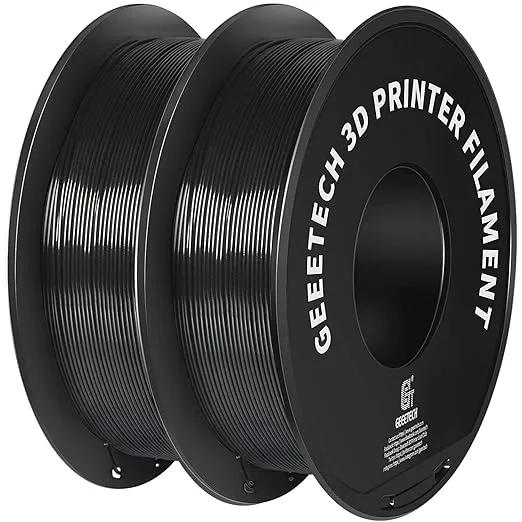 Geeetech Geeetech 3D Printer Filament, PLA Filament Bundle 2kg for 3D Printer, Dimensional Accuracy +/- (Black 2-Pack)