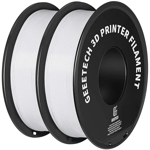 Geeetech Geeetech 3D Printer Filament, PLA Filament Bundle 2kg for 3D Printer, Dimensional Accuracy +/- (White 2-Pack)