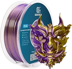 Geeetech Geeetech Silk PLA Filament Silk Dual Color Filament, Coextrusion Dichromatic Metal-Like Shiny Consumable 1kg (2.2lbs) 1 Spool, Dimensional Accuracy +/-, Gold Purple