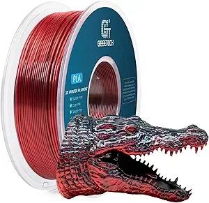 Geeetech Geeetech Silk PLA Filament Silk Dual Color Filament, Coextrusion Dichromatic Metal-Like Shiny Consumable 1kg (2.2lbs) 1 Spool, Dimensional Accuracy +/-, Black Red