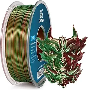Geeetech Geeetech Silk PLA Filament Silk Dual Color Filament, Coextrusion Dichromatic Metal-Like Shiny Consumable 1kg (2.2lbs) 1 Spool, Dimensional Accuracy +/-, Green Red