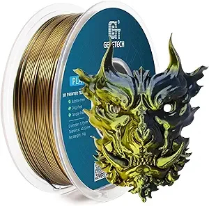 Geeetech Geeetech Silk PLA Filament Silk Dual Color Filament, Coextrusion Dichromatic Metal-Like Shiny Consumable 1kg (2.2lbs) 1 Spool, Dimensional Accuracy +/-, Gold Black