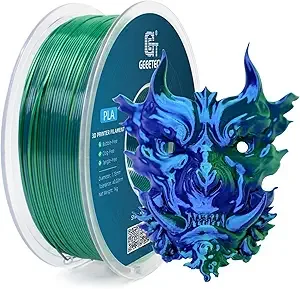 Geeetech Geeetech 3D Printer Silk PLA Dual Color Filament, Metal-Like Shiny Silk Filament 1kg (2.2lbs) Spool, Dimensional Accuracy +/-, Silk Blue Green