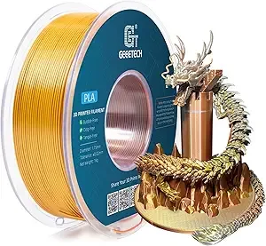 Geeetech Geeetech 3D Printer Silk PLA Tri-Color Filament, Metal-Like Shiny Silk Filament 1kg (2.2lbs) Spool, Dimensional Accuracy +/-, Tri-Color Gold Silver Copper