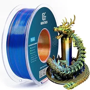 Geeetech Geeetech 3D Printer Silk PLA Tri-Color Filament, Metal-Like Shiny Silk Filament 1kg (2.2lbs) Spool, Dimensional Accuracy +/-, Tri-Color Orange Blue Green