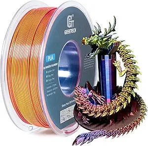 Geeetech Geeetech 3D Printer Silk PLA Tri-Color Filament, Metal-Like Shiny Silk Filament 1kg (2.2lbs) Spool, Dimensional Accuracy +/-, Tri-Color Red Yellow Blue