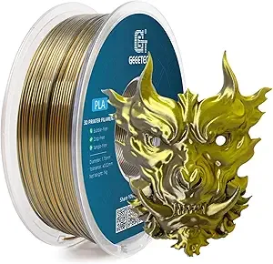 Geeetech Geeetech Silk PLA Filament Silk Dual Color Filament, Coextrusion Dichromatic Metal-Like Shiny Consumable 1kg (2.2lbs) 1 Spool, Dimensional Accuracy +/-, Gold Silver