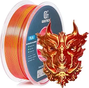 Geeetech Geeetech Silk PLA Filament Silk Dual Color Filament, Coextrusion Dichromatic Metal-Like Shiny Consumable 1kg (2.2lbs) 1 Spool, Dimensional Accuracy +/-, Gold Red
