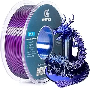 Geeetech Geeetech Silk PLA Tri Color Filament 3D Printer Filament, Coextrusion Blue Purple Black Tri-Colors Metal-Like Shiny Silk PLA Filament, 1kg (2.2lbs) 1 Spool, Dimensional Accuracy +/-