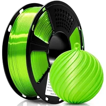 Geeetech Geeetech Silk PLA Filament 3D Printer Filament Apple Green, Metal-Like Shiny Silk PLA Filament, 1kg (2.2lbs) 1 Spool, Dimensional Accuracy +/-, Bright Green