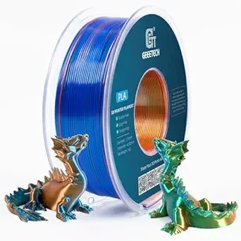 Geeetech GEEETECH Silk PLA 3D Printer Filament, Silk Tri-Color PLA Filament 1KG(2.2lbs), Dimensional Accuracy +/-, Multicolor Filament PLA Orange Blue Green