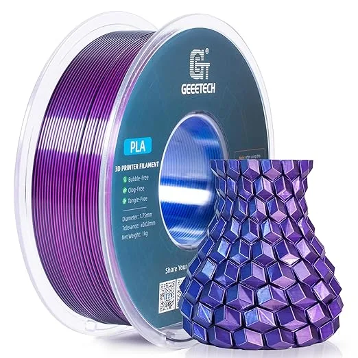 Geeetech GEEETECH Silk PLA 3D Printer Filament, Silk Tri-Color PLA Filament 1KG(2.2lbs), Dimensional Accuracy +/-, Multicolor Filament PLA Blue Purple Black