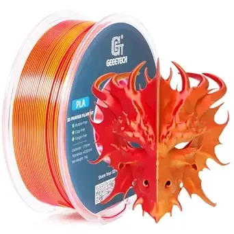 Geeetech GEEETECH Silk PLA 3D Printer Filament, Silk Dual Color PLA Filament 1KG(2.2lbs), Dimensional Accuracy +/-, Bicolor Filament PLA Gold Red