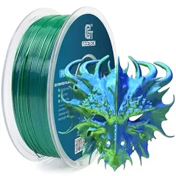 Geeetech GEEETECH Silk PLA 3D Printer Filament, Silk Dual Color PLA Filament 1KG(2.2lbs), Dimensional Accuracy +/-, Bicolor Filament PLA Blue Green