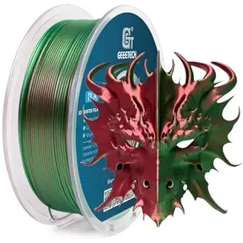 Geeetech GEEETECH Silk PLA 3D Printer Filament, Silk Dual Color PLA Filament 1KG(2.2lbs), Dimensional Accuracy +/-, Bicolor Filament PLA Green Red