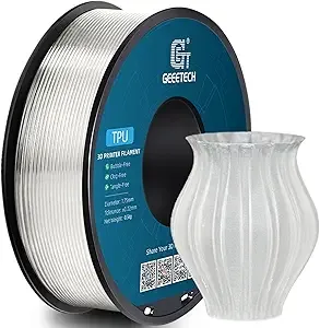 Geeetech Geeetech TPU Filament, 0.5KG/500g (1.1lbs) Spool, Shore 95A Flexible 3D Printer Filament with High Elasticity, Dimensional Accuracy ±, Fits Most FDM Printers, Clear