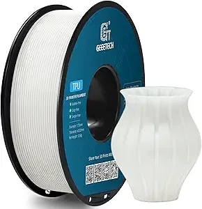 Geeetech Geeetech TPU Filament, 0.5KG/500g (1.1lbs) Spool, Shore 95A Flexible 3D Printer Filament with High Elasticity, Dimensional Accuracy ±, Fits Most FDM Printers, White