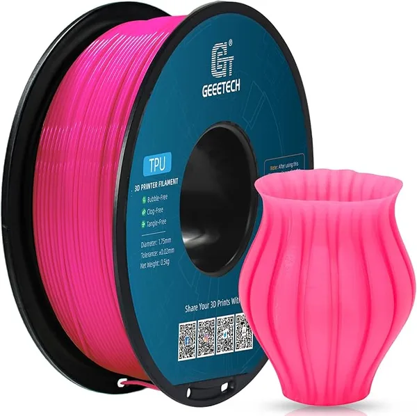 Geeetech Geeetech TPU Filament Pink, 0.5KG/500g (1.1lbs) Spool, Shore 95A Flexible 3D Printer Filament with High Elasticity, Dimensional Accuracy ±, Fits Most FDM Printers