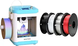 Geeetech Geeetech M1 3D Printer for Kids Beginners + 4 Rolls of 500g PLA Filament​ ​–/s High-Speed, Auto-Leveling, Child-Safe Design, Flexible Printing for Toys, DIY Projects – Classroom/Home Kit