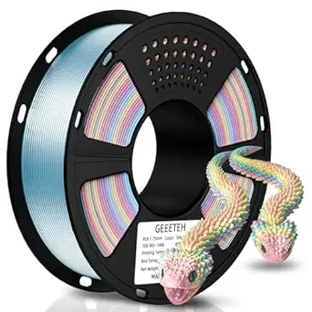 Geeetech GEEETECH Silk Rainbow PLA Filament, 3D Printer Filament 1kg Spool (2.2lbs), Shiny Multicolor Gradient PLA, +/- Accuracy, Low Warping, 3D Printing Filament Fits Most FDM 3D Printers