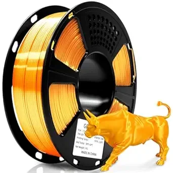 Geeetech Geeetech 3D Printer Silk PLA Filament Gold, Shiny Silk Filament,1kg Spool (2.2lbs), Dimensional Accuracy +/-, Fit Most FDM Printer (Bright Gold)
