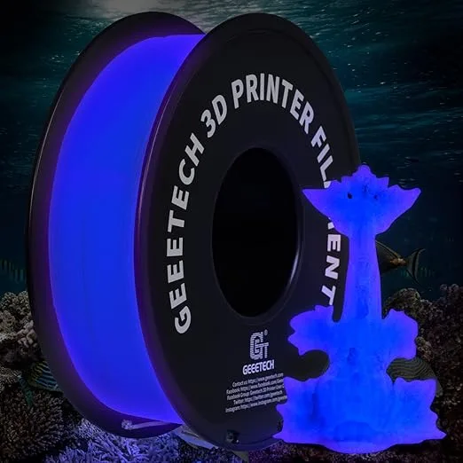 Geeetech GEEETECH Glow in The Dark PLA Purple Filament, 3D Printing Luminous Filament, Best with UV Lamps, 1kg Spool (2.2lbs), Dimensional Accuracy +/-, Fit Most 3D Printers