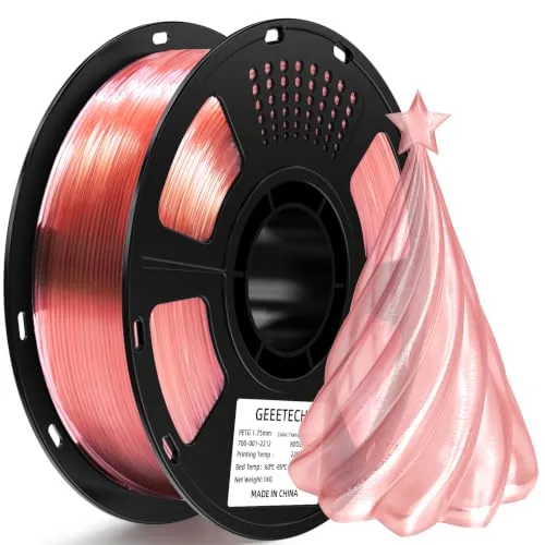 Geeetech GEEETECH PETG Filament Transparent Pink, 1kg Spool 3D Printer Filament PETG, Less Stringing Good Layer Adhesion, Tough Heat Resistant for FDM 3D Printing