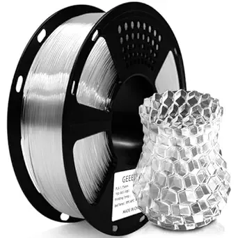 Geeetech Geeetech Clear PLA Filament, Excellent Transparency, Neatly Wound 3D Printer Filament 1kg(2.2lbs), Transparent PLA Fit Most FDM 3D Printers