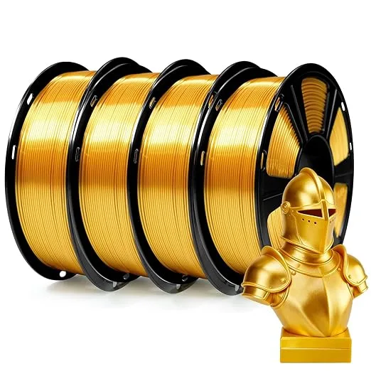 Geeetech GEEETECH 4KG Silk Gold PLA Filament, 3D Printer Shiny Silk Filament,1kg Spool (2.2lbs), Dimensional Accuracy +/-, Fit Most FDM Printer (Silk Gold)
