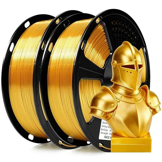 Geeetech GEEETECH 2KG Silk Gold PLA Filament, 3D Printer Shiny Silk Filament,1kg Spool (2.2lbs), Dimensional Accuracy +/-, Fit Most FDM Printer (Silk Gold)