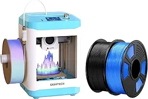 Geeetech Geeetech M1 3D Printer for Kids Beginners + 2 Rolls of 500g PLA Filament ​​–/s High-Speed, Auto-Leveling, Child-Safe Design, Flexible Printing for Toys, DIY Projects – Classroom/Home Kit