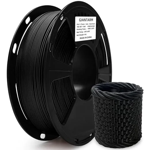 GiantArm GIANTARM 3D Printer Filament, Black Pla Filament, 1Kg(2.2lbs) Spool Dimension Accuracy +/-, 3D Printing Filament, Dark Black