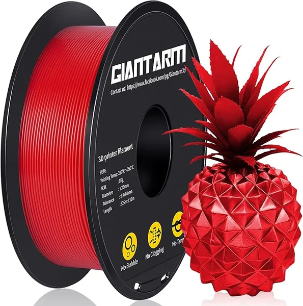 GiantArm GIANTARM Red PETG Filament 1kg(2.2lb), Filament PETG for 3D Printer, High Precision, Strong Toughness, Moistureproof, Odorless, Red