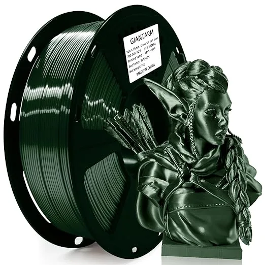 GiantArm GIANTARM 3D Printer Filament, Shiny Silk Green PLA Filament, 1Kg(2.2lbs) Spool Dimension Accuracy +/-, 3D Printing Filament,Fit Most FDM Printer