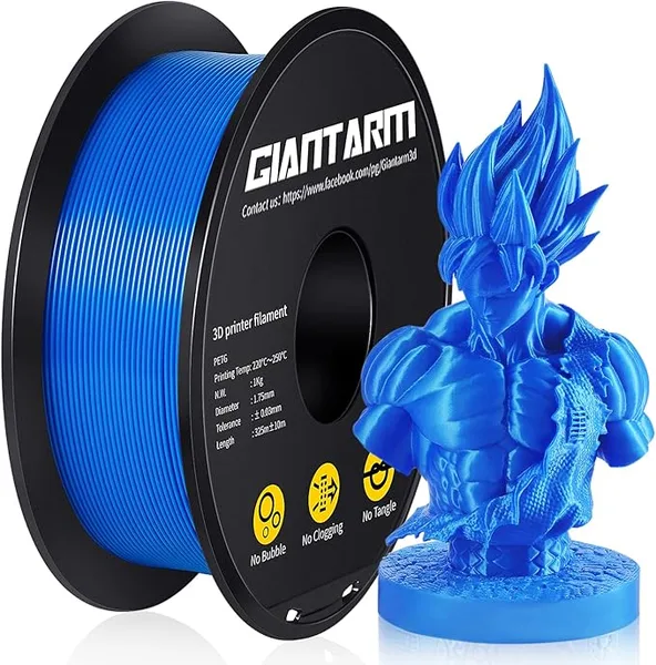 GiantArm GIANTARM PETG Filament 1kg (2.2lb), Blue Filament PETG for 3D Printer, ± Accuracy, High Precision, Strong Toughness, Neatly Wound & Moistureproof, Non-Clogging&Non-Stringing, Blue
