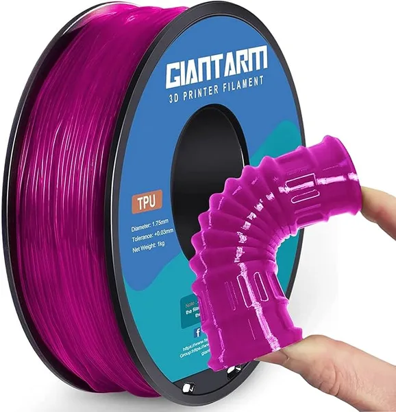 GiantArm GIANTARM TPU Filament 1Kg(2.2lbs), Clear Pink Filament TPU, 95A Flexible 3D Printer Filament with High Elasticity, ± Accuracy, Neatly Wound & Moistureproof, Non-Clogging, Clear Pink