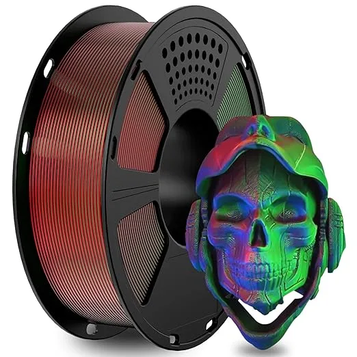 GiantArm GIANTARM Tri-Colors Silk Pla Filament, 3D Printer Filament +/-, 1Kg (2.2lbs) Spool, Vacuum Packaging (Red+Blue+Green)