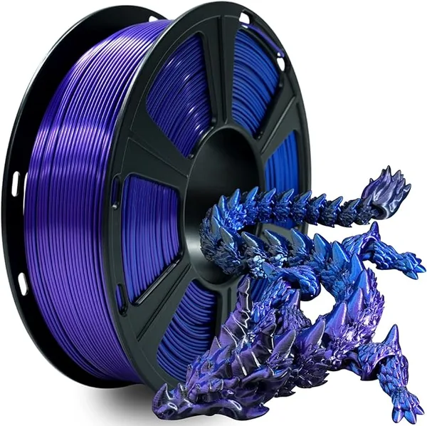 GiantArm GIANTARM Silk PLA Tri Color Filament 1kg (2.2lb), Metallic Shiny Triple Color Blue/Purple/Black Silk PLA Filament, ± Accuracy, Neatly Wound, Non-Clogging, Blue & Purple & Black