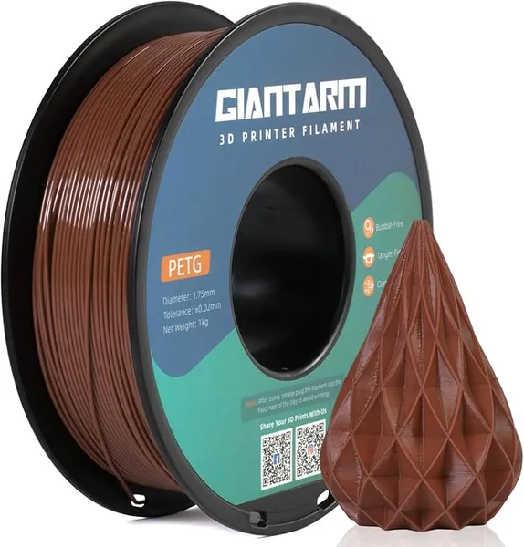 GiantArm GIANTARM PETG Filament 1kg (2.2lb), Brown PETG Filament for 3D Printer, ± Accuracy, High Precision, Strong Toughness, Neatly Wound & Moistureproof, Non-Clogging&Non-Stringing, Brown