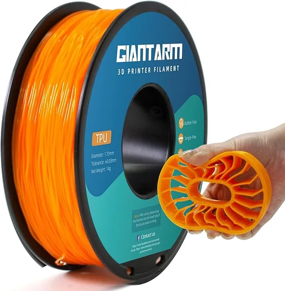 GiantArm GIANTARM TPU Filament 1Kg(2.2lbs), Orange Filament TPU, 95A Flexible 3D Printer Filament with High Elasticity, ± Accuracy, Neatly Wound & Moistureproof, Non-Clogging,TPU Orange